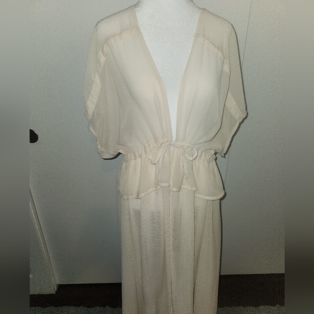 Stylish Cream Maxi Dress/ Kimono/ Cover Up